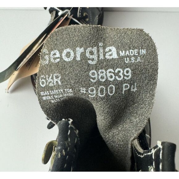 VTG Georgia Black Leather Ankle SAFETY‎ TOE Boots Size 6.5 R ANSI Z41 Oil Res main image 6